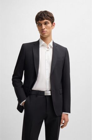 Чоловічий шкіряний ремінь BOSS Baxton з логотипом, чорний