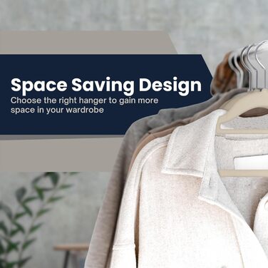 Набір велюрових вішалок для одягу, 50 шт. з органайзером для краваток, обертові гачки, кремовий колір