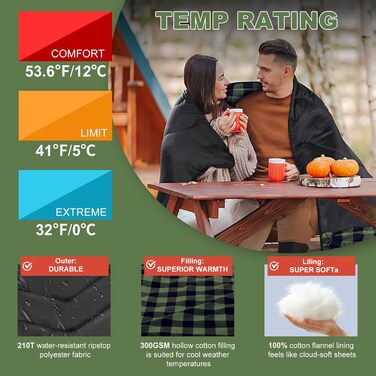 Сплячий мішок двомісний ETGLCOZY для дорослих та дітей, XL, 220*160 см, для кемпінгу, хайкінгу, трекінгу, водонепроникний, з компресійним мішком (чорний/зелений)