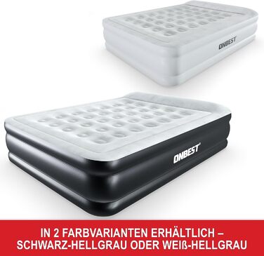 Надувне ліжко самонадувне для 2 осіб - 203 x 152 x 46 см - з електричним насосом - надувне ліжко для гостей, надувається за 3-5 хвилин - вбудована подушка (Чорний)