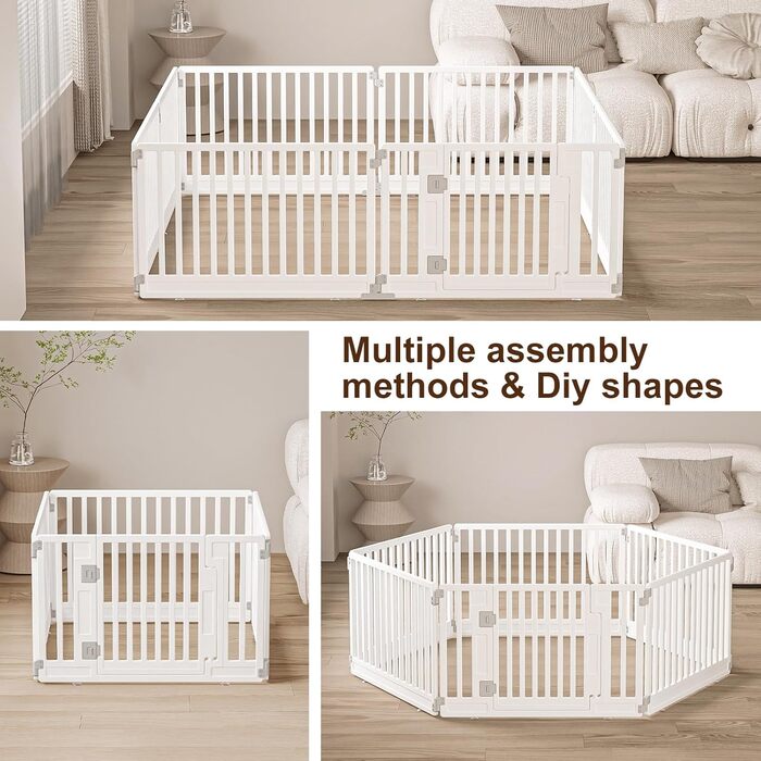 Вольєр для цуценят Gupamiga, розкладний вольєр для собак з дверцятами, білий (178x178 см), 8 шт.