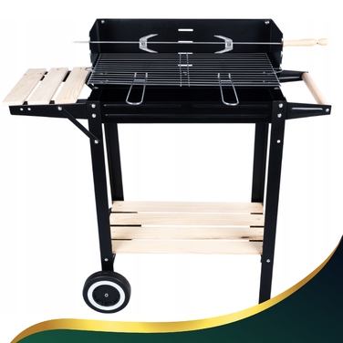 Великий вугільний садовий гриль BBQ XL на колесах з регулюванням та рожном