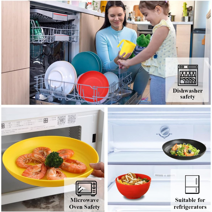 Набір посуду Berglander з білого пластику (24 шт) для 6 осіб: тарілки, миски, чашки