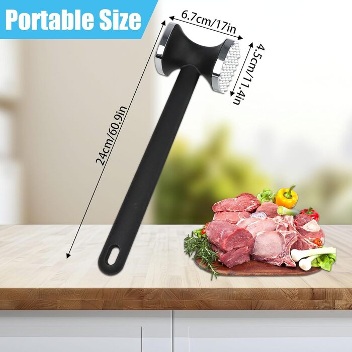 Ніж для відбивання м'яса Fleischklopfer 24см, подвійний, з нержавіючої сталі - молоток для стейків, шніцелів, яловичини, курки