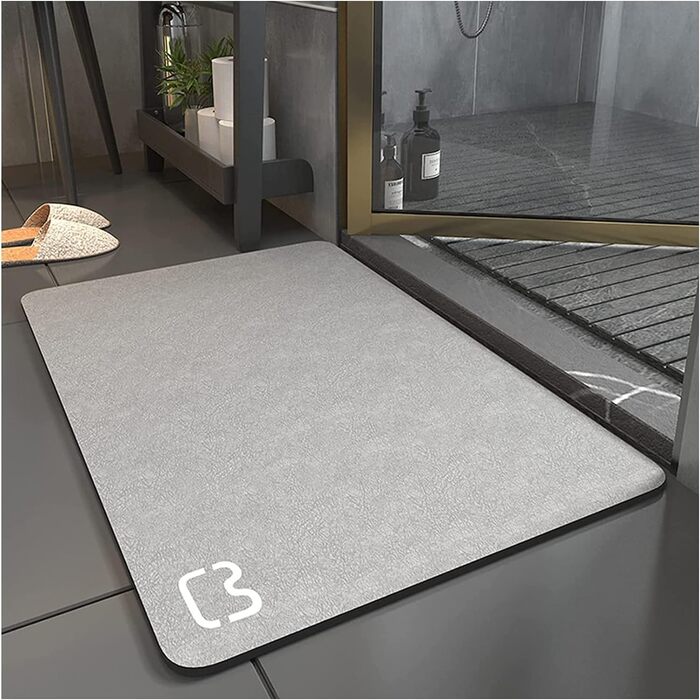 Absorbent Bath Mat, Non-Slip Bathroom Rug, Microfiber Bath Mat, Non-Slip Shower Mat, Quick-Drying, Rug for Living Room, Kitchen and Toilet, Machine Washable (grey, 40*60) Grey 40 x 60 cm