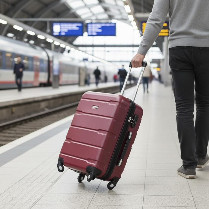 Набір валіз Zelsius 4 шт. з ABS, з кодовим замком, 4 колеса, внутрішній роздільник | Набір валіз 4 шт., Trolley, велика валіза, Luggage Set, ручна валіза (Червоний, 4-частинний)