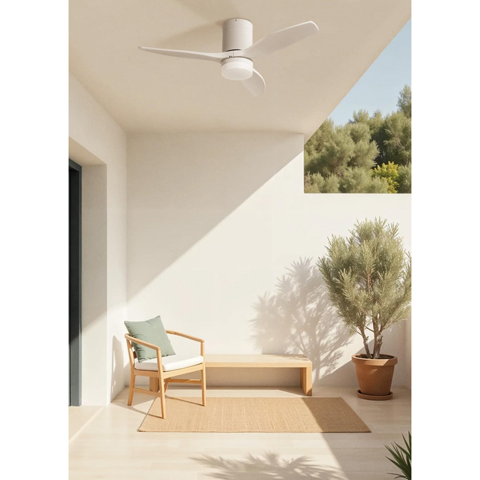 Вентилятор стельовий WINDCALM ABS з підсвічуванням, білий, з пультом, 40W, Ø112cm, 6 швидкостей, 3 режими LED, таймер, літньо-зимовий режим