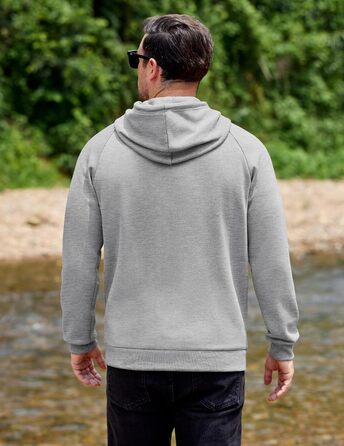 COOFANDY Худі для чоловіків з капюшоном, теплий світшот з флісу, бавовняний худі з кишенями, чоловічий світшот (світло-сірий, XL)