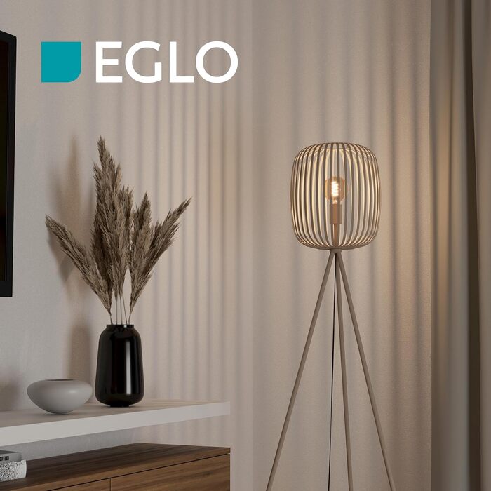 Настільна лампа EGLO Romazzina на штативі: металева тринога, чорний колір, Е27, для спальні та вітальні