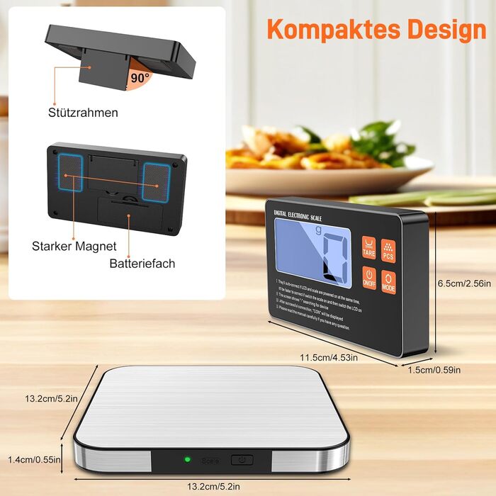 Цифрова кухонна вага, 1г/15кг, з LCD-дисплеєм, функція підрахунку та тарування, 7 одиниць вимірювання