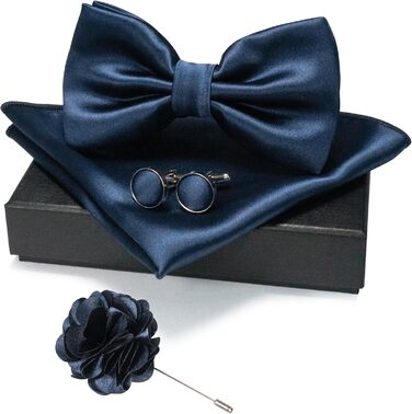 Бабочка чоловіча JEMYGINS з краваткою-метеликом та нагрудником, комплект (Темно-синій)