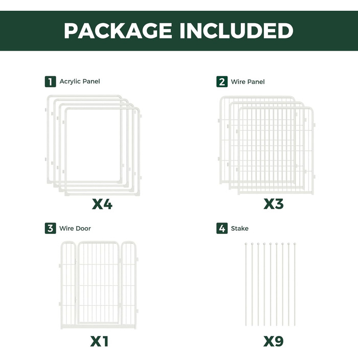 Клітка для собак Pawadise FXW – міцна, 61 см, 8 панелей, біла. Ідеально для цуценят та маленьких собак. Патентована модель