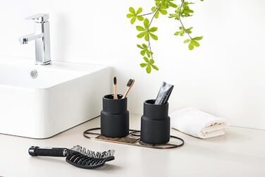 SYJAN HOME Matter Toothbrush and Toothpaste Holder, Toothbrush Holder, Modern Ceramic Toothbrush Holder, Black and Black