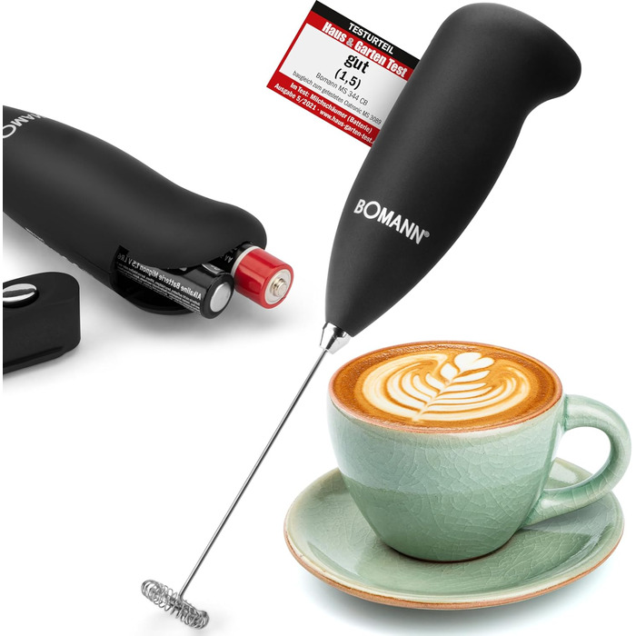 Електричний пінозбивач для молока Bomann® MS 344 CB | Пінозбивач для кави та напоїв | З нержавіючою сталлю