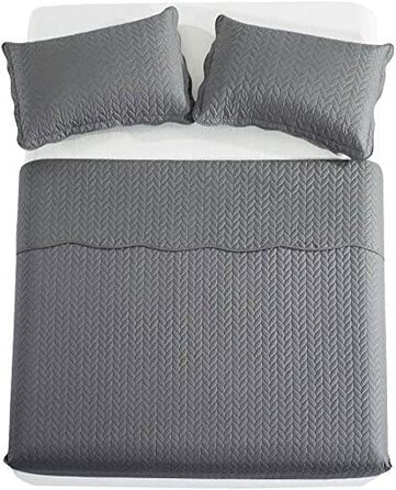 Торба для ковдри з декоративним стеганим покриттям MOONLIGHT20015, 2 наволочки, сірий колір, для спальні, двоспальне ліжко