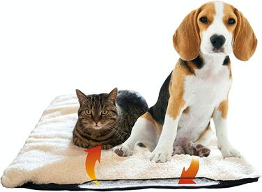 Самогріюча ковдра для собак Fellou 90 x 64 см - тепла, миюча, без хрускоту, бежева