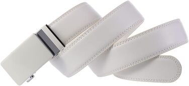 Чоловічий шкіряний ремінь з автоматичною пряжкою, 3,4 см, 130 см, чорний/білий - для бізнесу та повсякденного стилю