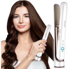 CkeyiN Бездротовий випрямляч для волосся, 2-в-1 випрямляч та завивка, міні-подорожний, керамічний, USB, білий