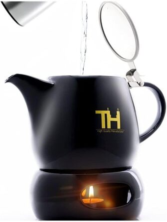 Design Teakettle with Stovetop Set - Double-Walled Porcelain Construction - 1.2L Volume - Handcrafted Porcelain Ceramic Teapot - New Lid - Removable Infuser - 2023 Model