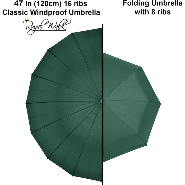 Royal Walk Automatic Travel Golf Umbrella - 54 Inch/137cm - Windproof, Waterproof, Large Size for 2 People - Classic Design, Wooden Handle, Unisex