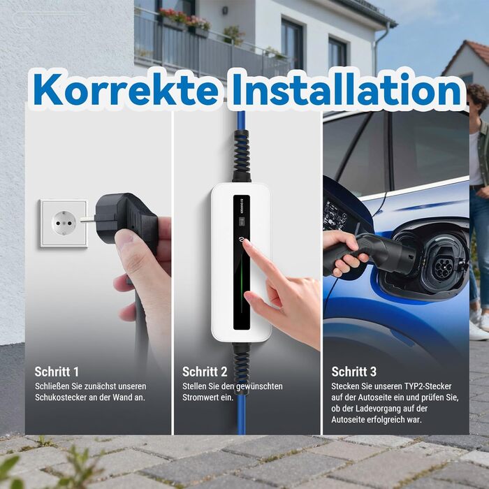 Кабель для зарядки електромобіля Тип 2, 10/16A, 6м, 220-240V, 3.6kW, з дисплеєм, Schuko, IEC 62196-2