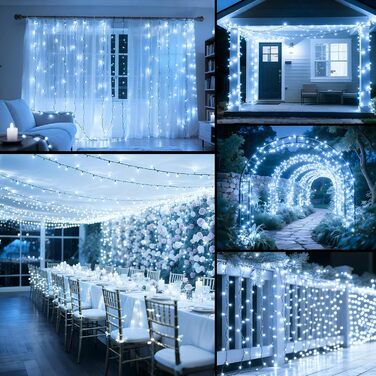 LED гірлянда на ялинку: 250 LED, тепле біле світло, 50 метрів. Водостійка гірлянда для дому та саду з 8 режимами та таймером. IP44, для прикраси на Різдво