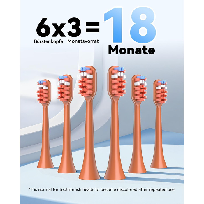 Електрична звукова зубна щітка JTF з УФ-дезінфекцією та сушінням, бездротова зарядка, 5 режимів чищення, 6 насадок, стаканчик для полоскання, акумуляторна для дому та подорожей (Помаранчева)