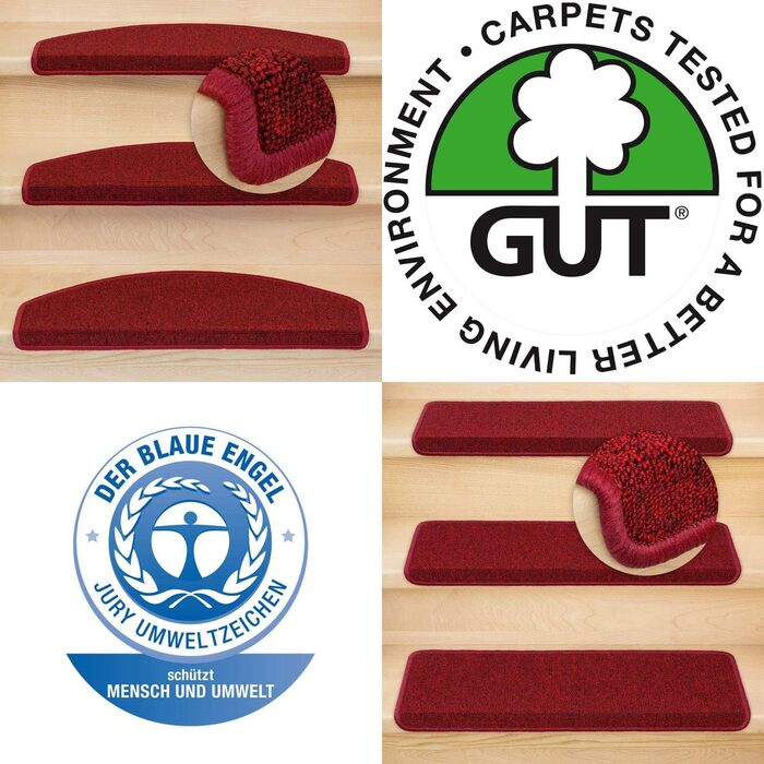 Kettelservice-Metzker Stair Treads/Stair Mats Ariston Rectangular 15 Pieces Burgundy 15 Pieces Burgundy Rectangular