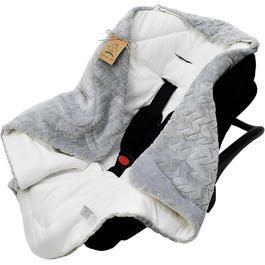 Дитяча ковдра-конверт Bo DANKA для автокрісла, коляски та Maxi Cosi, 80x80 см, з капюшоном і липучкою, універсальна, сіра, для новонароджених, зима-літо