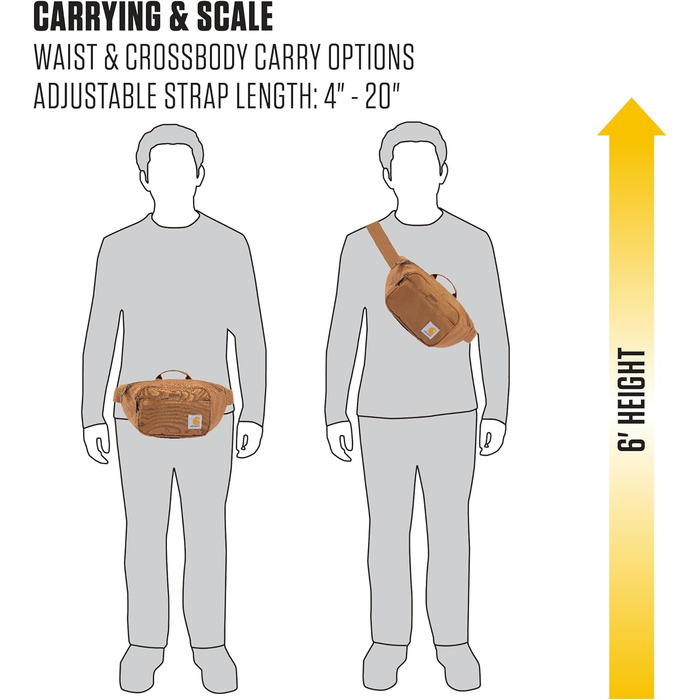 Сумка на пояс Carhartt Unisex чорного кольору, водонепроникна, регульована, міцна