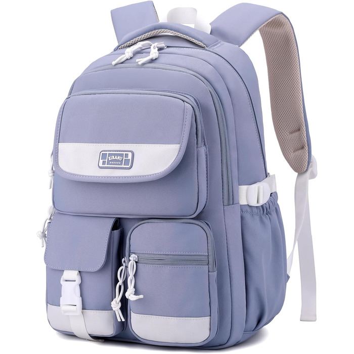 Рюкзак для підлітка, шкільний рюкзак для дівчинки з багатьма відділеннями, рюкзак для учнів 3-5 класів, середньої та старшої школи, нейлоновий рюкзак для подорожей та відпочинку, блакитний