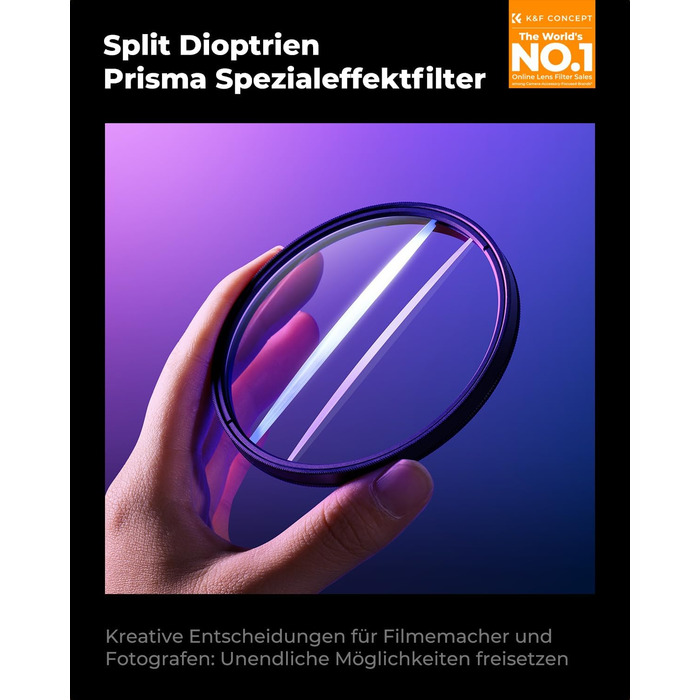 Фільтр K&F CONCEPT Split Dioptrien Prisma для створення ефекту боке та розділеного фону, 72 мм (Nano-Basic)