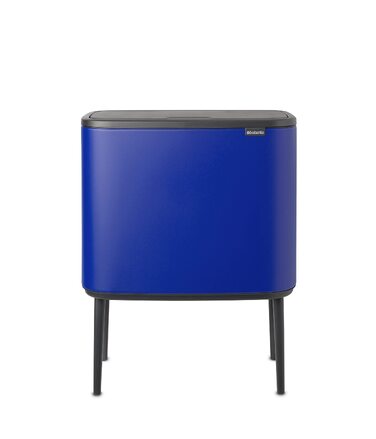 Сміттєвий відер Brabantia Bo Touch Bin 36 л, металевий, з двома внутрішніми відрами (11 л + 23 л), Mineral Powerful Blue, 54 x 32 x 68 см