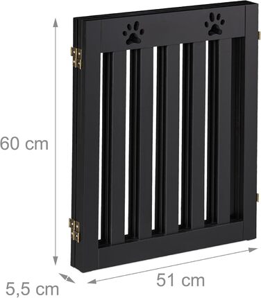 Захисне ворота для собак Relaxdays, 60 x 153 см, чорний, згинається, MDF