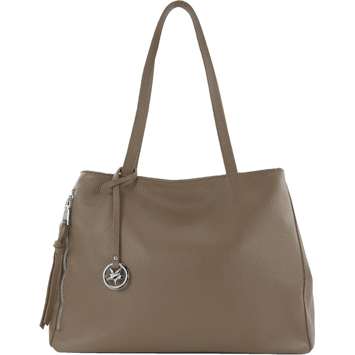 Сумка жіноча шкіряна Modamoda T205 шопер ручної роботи Італія темно-бежева