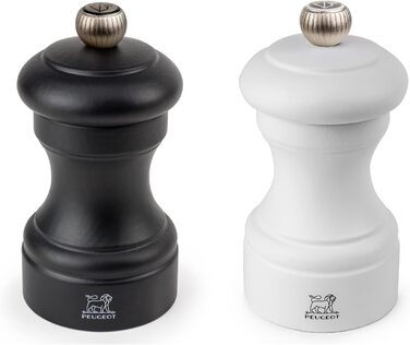 PEUGEOT Bistro Pepper/Salt Mill Set, Classic Grind Setting, Height: 10 cm, Wood, White/Black, 2/24291