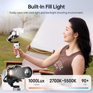 ZHIYUN Crane M3S: Стабілізатор камери 3-осі, 1000Lux LED-освітлення, Bluetooth, дисплей 1.22', 705г, для DSLR, Mirrorless, смартфонів, Action Cam