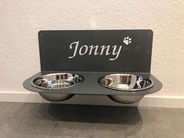 Підставка для корму Schmeck.bar для собак, сіра матова, 400x187x227 мм, 2 миски S