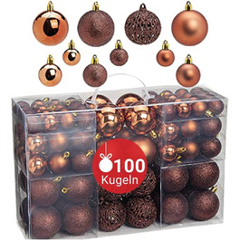 Набір ялинкових прикрас WOMA: бронзові кулі та 22 кольорів - 50 та 100 шт. Ялинкові кулі з пластику, декор для ялинки