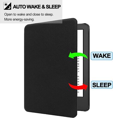 Чохол TOKILO для Kindle 6 (11-го покоління 2024/2022), м'яке PU-шкіряне покриття з авто-ввімкненням/вимкненням, чорний