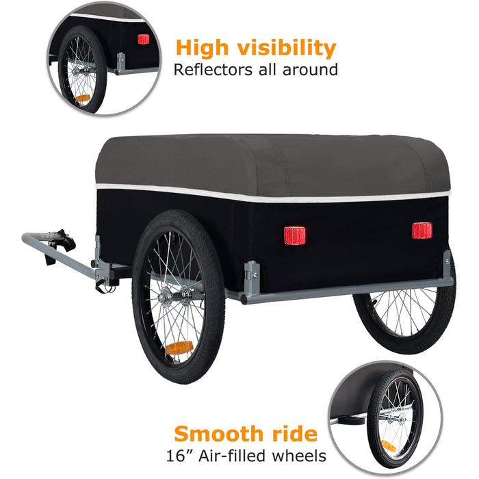 Фарбований вантажний причіп Tiggo Cargo II на велосипеді, об'єм 130 літрів, складаний, зелений (сірий)