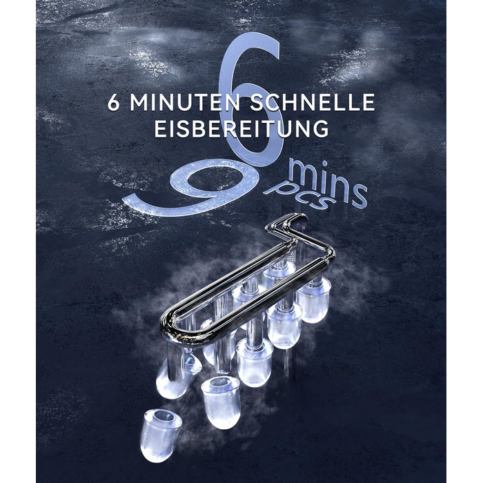 Машина для льоду Ecozy - компактна, самоочисна, 2 розміри кубиків, 9 кубиків за 6 хвилин, 12 кг/24 год, лопатка та кошик для кухні, офісу, бару, вечірки