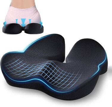 Подушка ортопедична для сидіння Warmiehomy з піни Memory Foam для офісного крісла, автомобіля, при геморої та болях в куприку 38.5x45.5x11.5 см