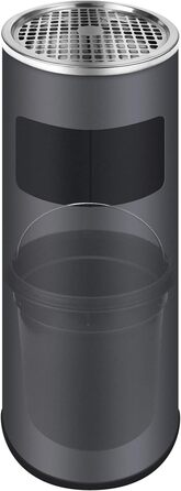 WELLGRO Standaschenbecher з нержавіючої сталі 2в1 для вулиці: попільничка та сміттєвий бак сірого кольору. Великий попільничник для тераси, входу та комерційних приміщень, стійкий до погодних умов.