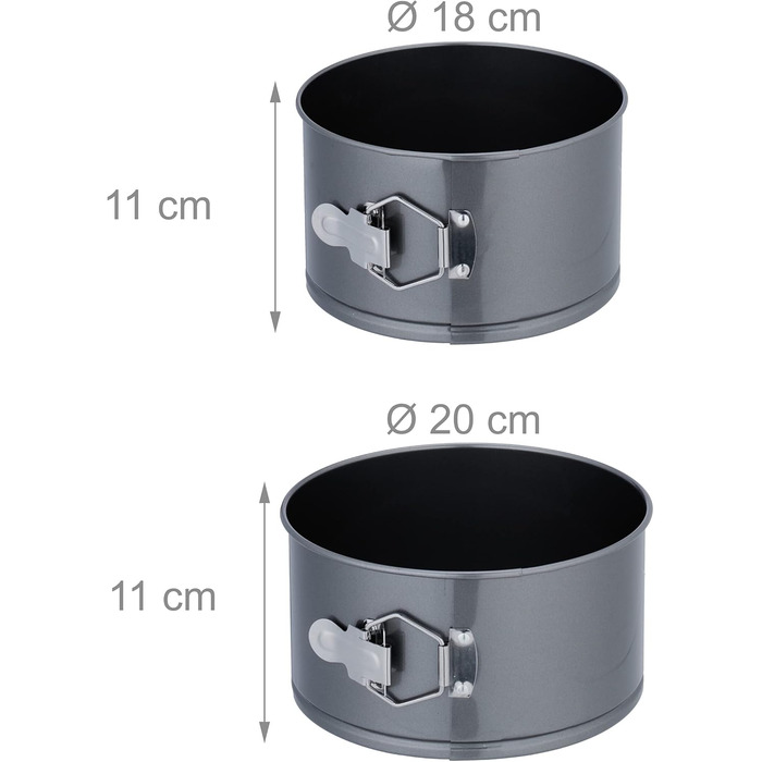 Набір форм для випічки Relaxdays, 5 шт., діаметр 12-20 см, сталь, антипригарне покриття, круглі, антрацит