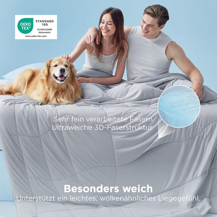 Охолоджуюча ковдра BEDSURE двостороння літня 155x220 см Arc-Chill - ковдра для сну при нічній пітливості, сіра