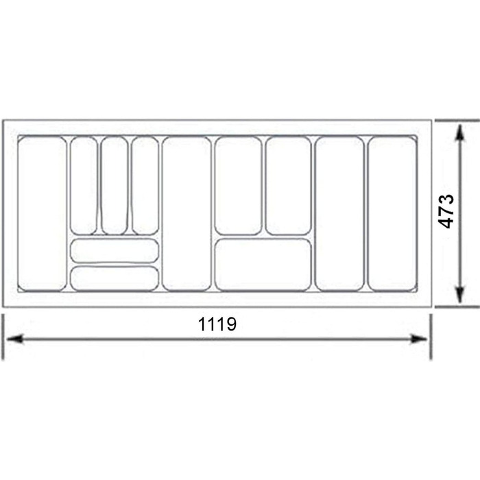 Вставка для столових приладів Orga-Box 1117x474 мм для Tandembox і ModernBox, органайзер для 120 см шафи