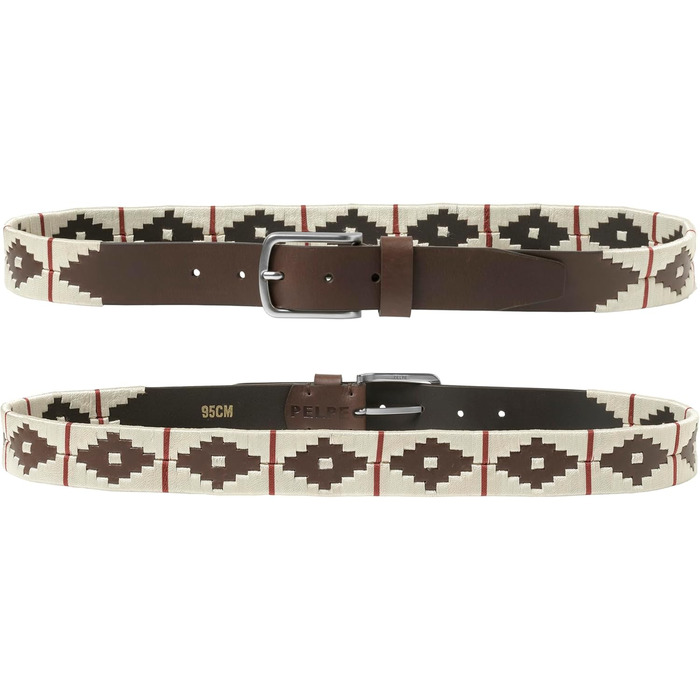 Чоловічий/жіночий шкіряний ремінь з шнуром та браслетом. Аргентинський шкіряний ремінь ручної роботи (бежево-червоний, 110 см)