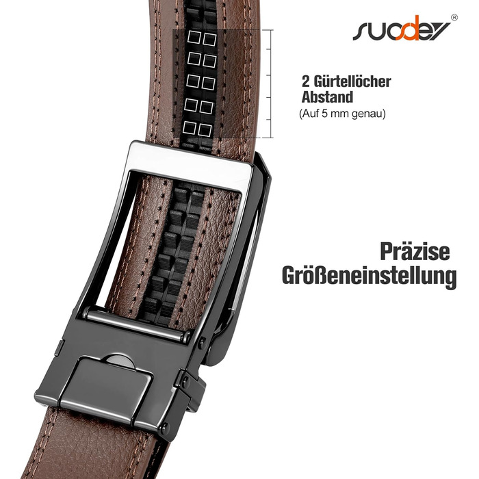 Чоловічий шкіряний ремінь SUOSDEY з автоматичною пряжкою, без отворів, 30 мм, 115 см (A-brown)