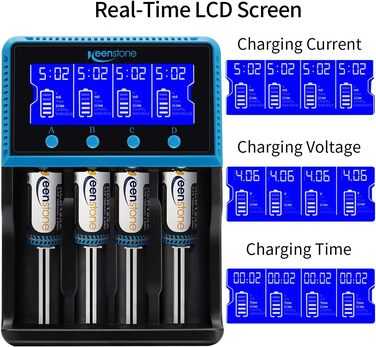 Зарядний пристрій Universal для акумуляторів 18650, LCD Smart, 4 слоти, Ni-MH/Ni-Cd AA/AAA, Li-Ion/LiFePO4/IMR 10440-26650